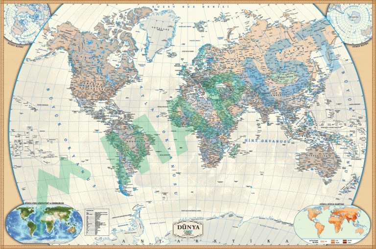 Antik Görünümlü Dünya Haritası
